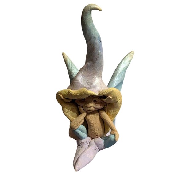 Vintage Elf Fairy Clay Sculpture Signed By Wise - Picture 1 of 5